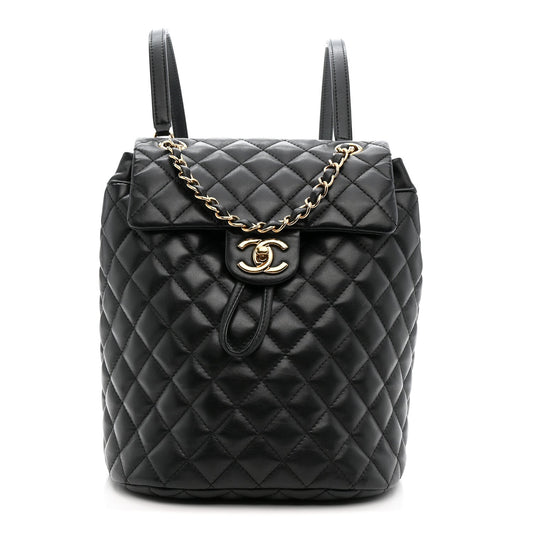 Calfskin Quilted Small Urban Spirit Backpack Black