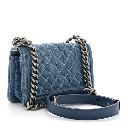 Denim Quilted Small Boy Flap Blue
