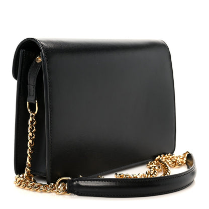 Shiny Calfskin Triomphe Margo Wallet on Chain Black