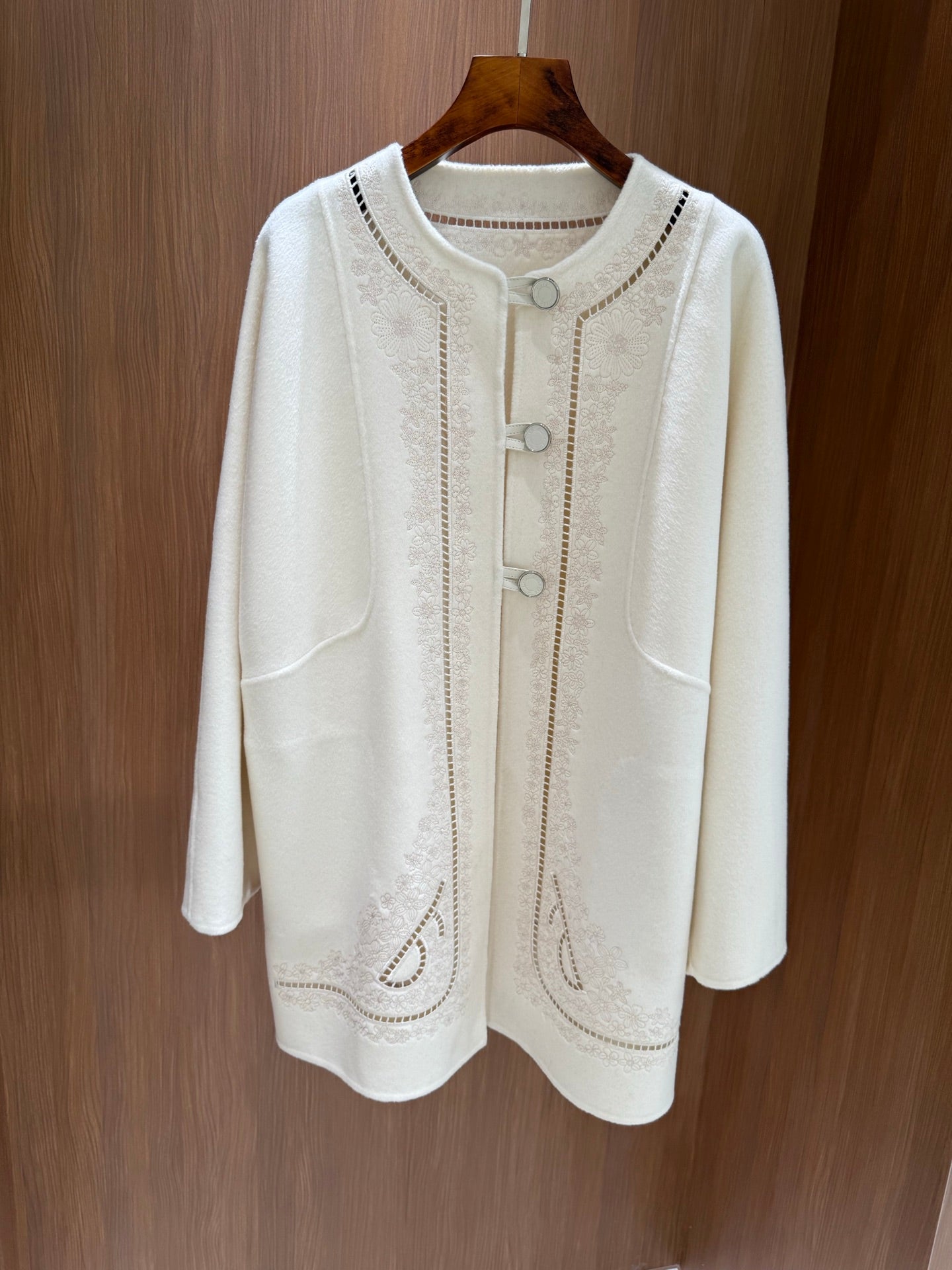 HM Couture Embroidered Cashmere  Long Coat