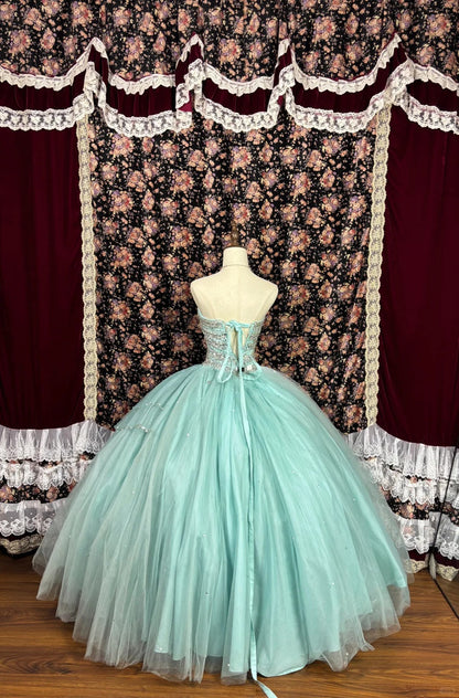 Retro Sweetheart Strapless Beading A-Line Tulle Quinceanera Dresses Evening Ball Gowns TP3790