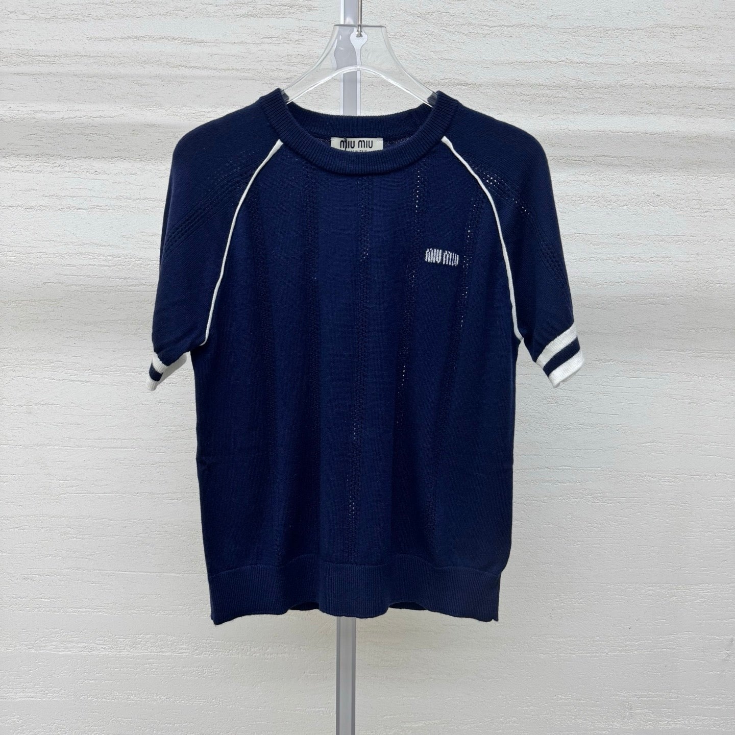Miumiu 2026 T-shirt Blue White Wool Cashmere 356971