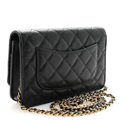 Caviar Quilted Wallet On Chain WOC Black