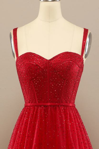 Beautiful Red Sweetheart Prom Dress with Beading Y802