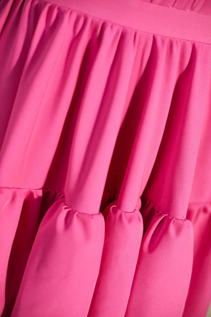PM534,Pink A-line Ruffled Lace-Up Homecoming Dress
