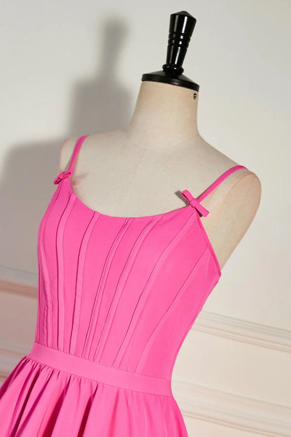 PM534,Pink A-line Ruffled Lace-Up Homecoming Dress