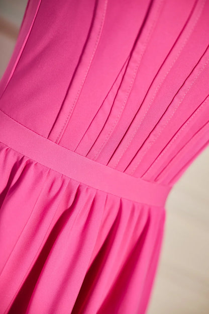 PM534,Pink A-line Ruffled Lace-Up Homecoming Dress