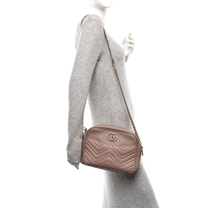 Calfskin Matelasse Medium GG Marmont Chain Shoulder Bag Porcelain Rose