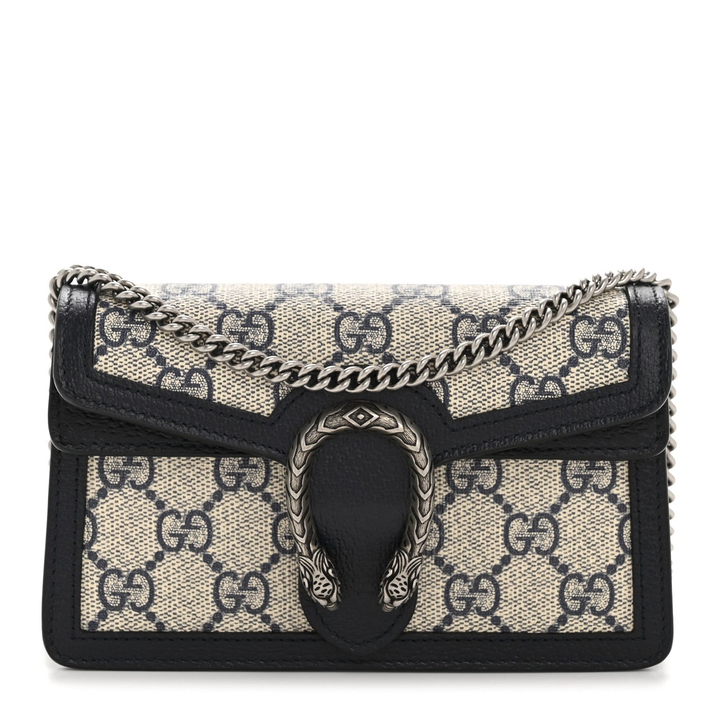 GG Supreme Monogram Textured Dollar Calfskin Super Mini Dionysus Shoulder Bag Beige Blue