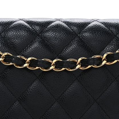Caviar Quilted Jumbo Double Flap Black