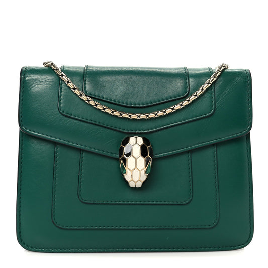 Calfskin Small Serpenti Forever Snake Strap Crossbody Bag Emerald Green