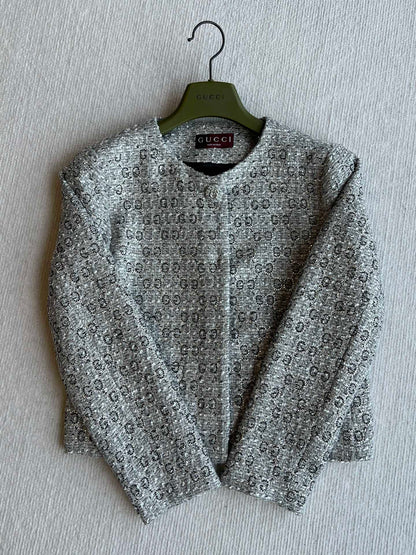 Gucci 25 Diamond Round Neck Jacket Gray Viscose