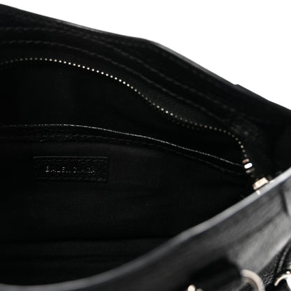 Chevre Silver Metallic Edge Hardware Nano City Black