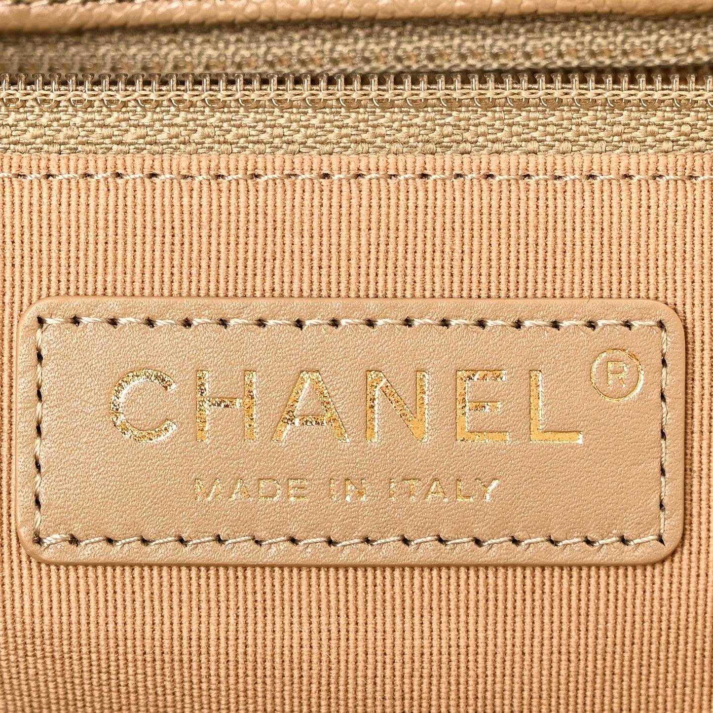 Caviar Quilted Large Shopping Tote Dark Beige