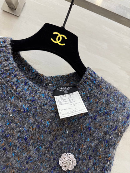 CC Vest Grey Multicolor Mohair Plush Yarn 343294