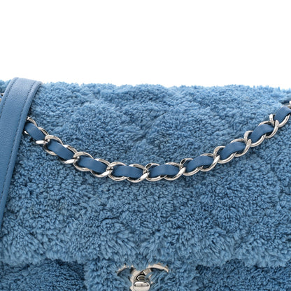 Lambskin Calfskin Mixed Fibers Quilted Small Flap Blue