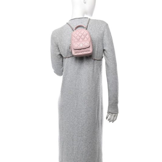 Caviar Quilted CC Mini Classic Backpack Pink