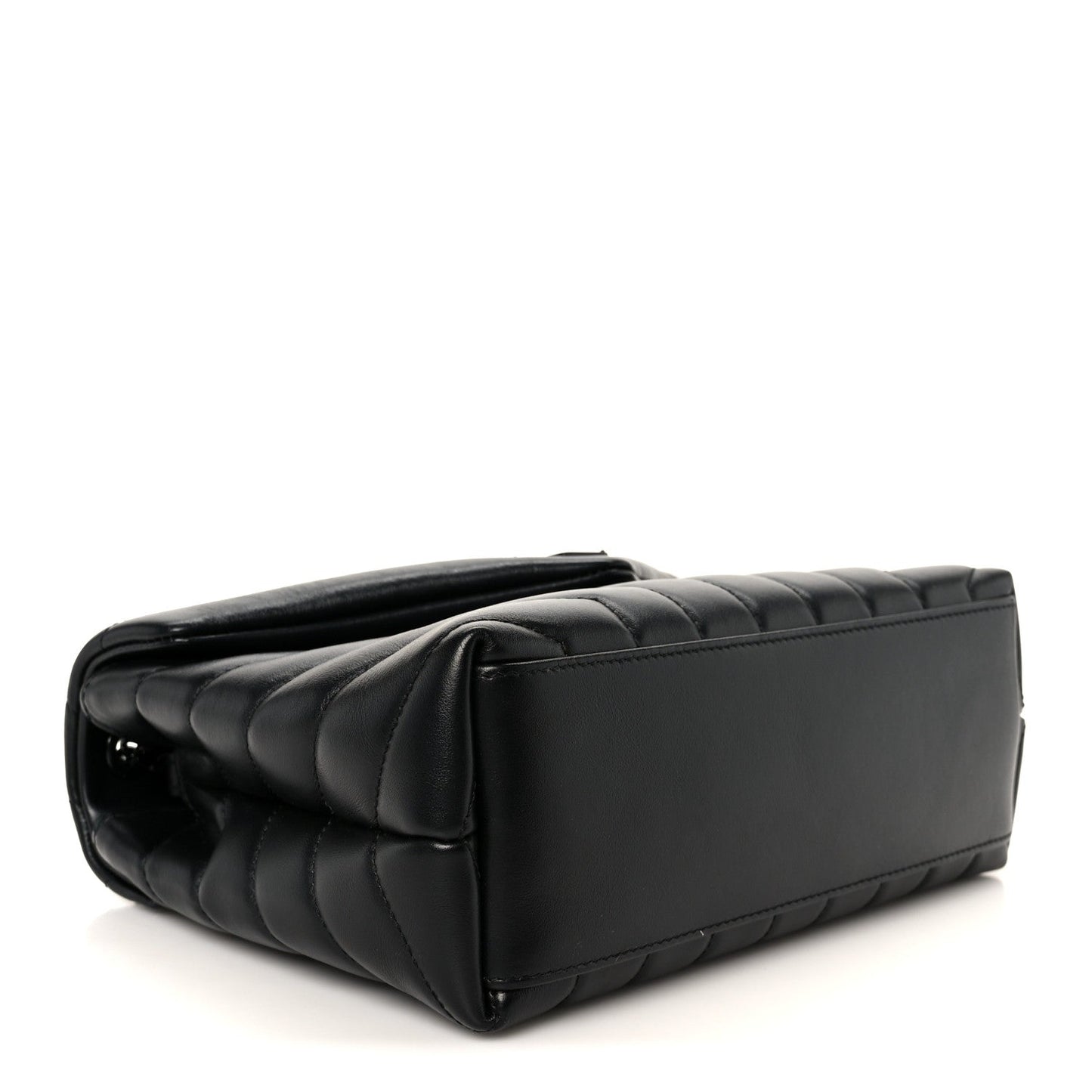 Calfskin Y Quilted Monogram Monochrome Small Loulou Chain Satchel Black