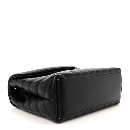 Calfskin Y Quilted Monogram Monochrome Small Loulou Chain Satchel Black