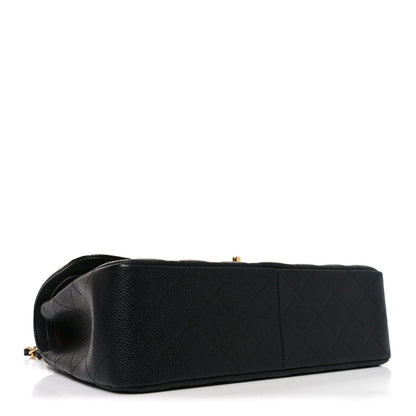 Caviar Quilted Jumbo Double Flap Black