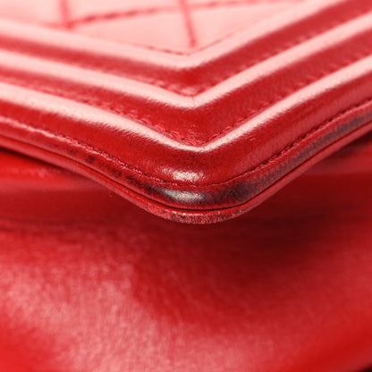 Lambskin Quilted New Medium Boy Flap Red