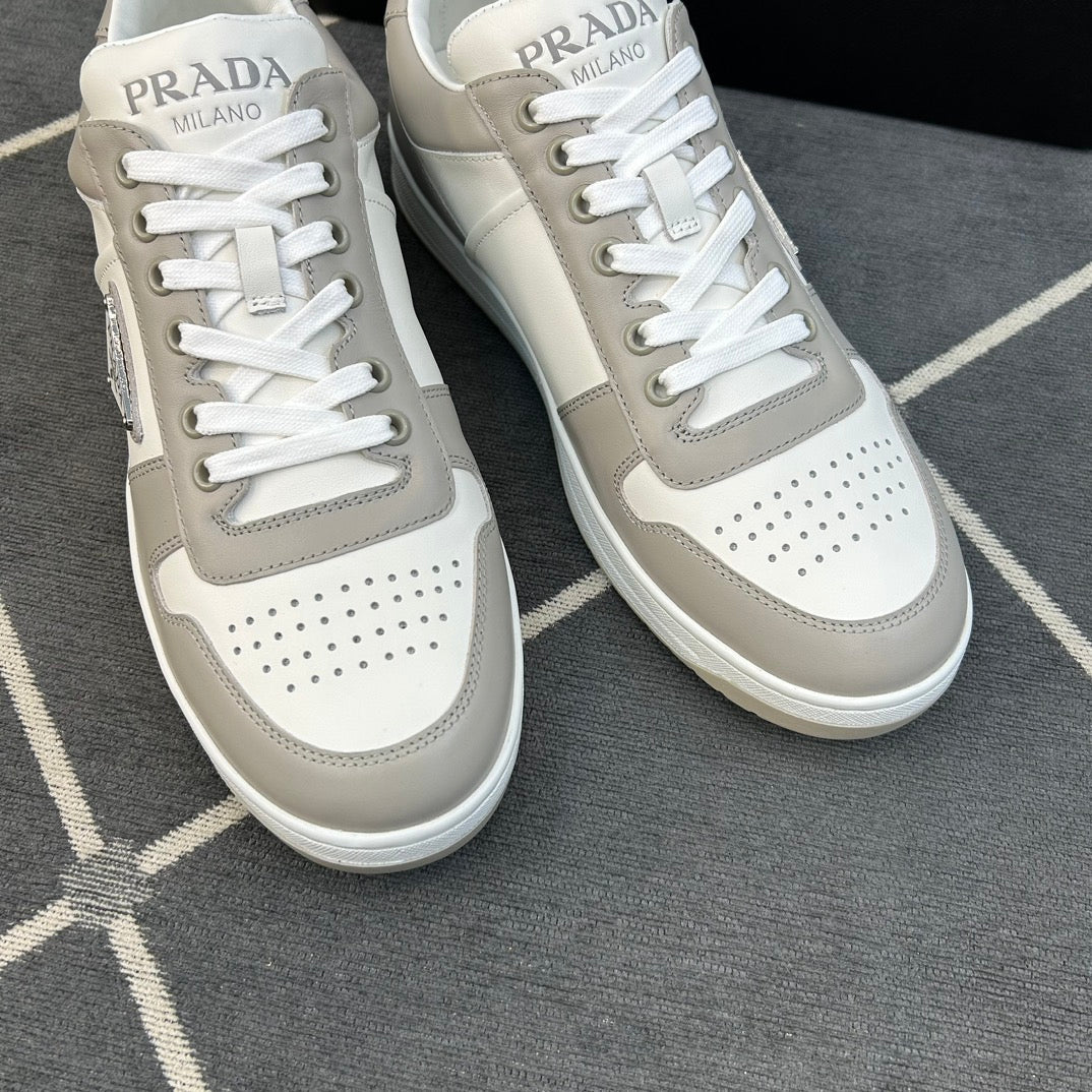 PRA DOWNTOWN WHITE MIX GREY LEATHER SNEAKER