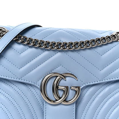 Calfskin Matelasse Small GG Marmont Shoulder Bag Porcelain Light Blue