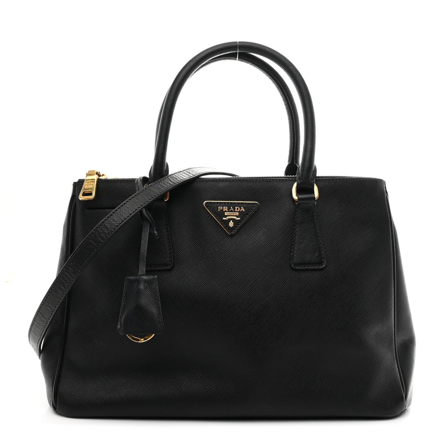 Saffiano Medium Galleria Double Zip Tote Black