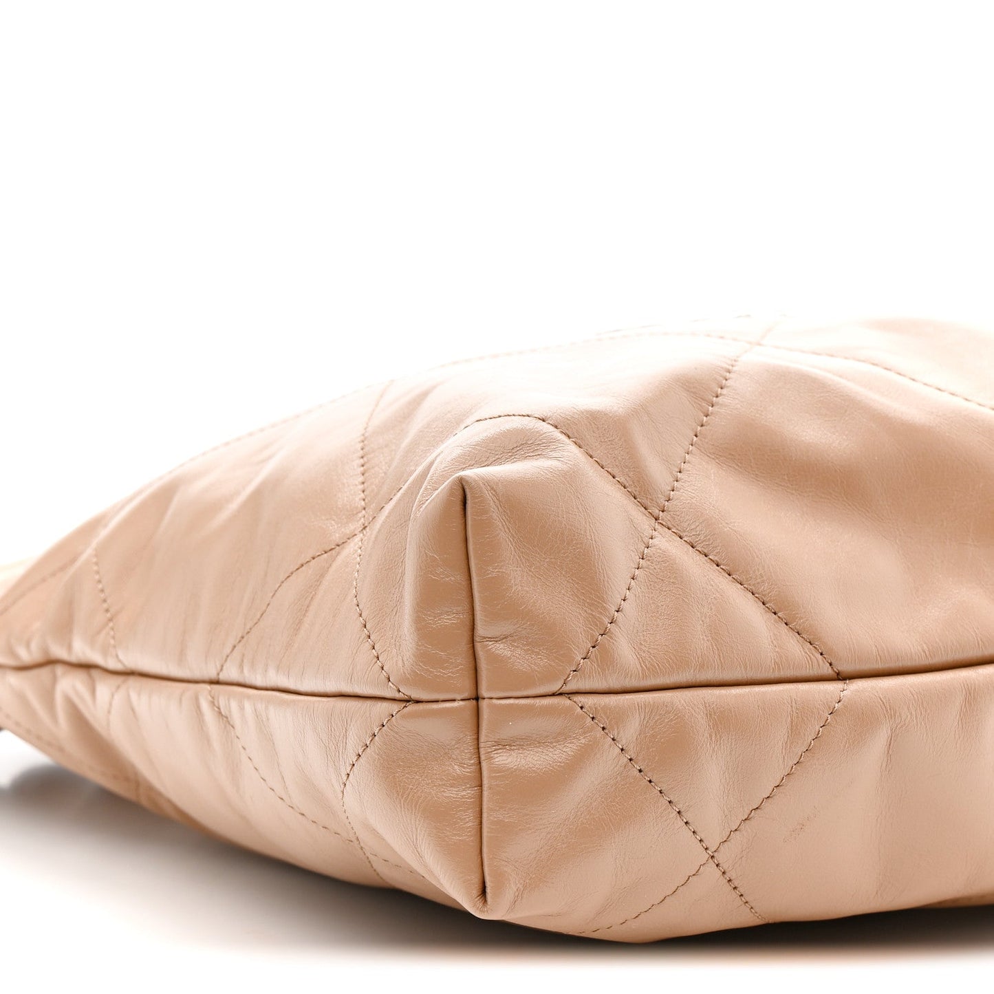 Shiny Calfskin Quilted Small Chanel 22 Beige