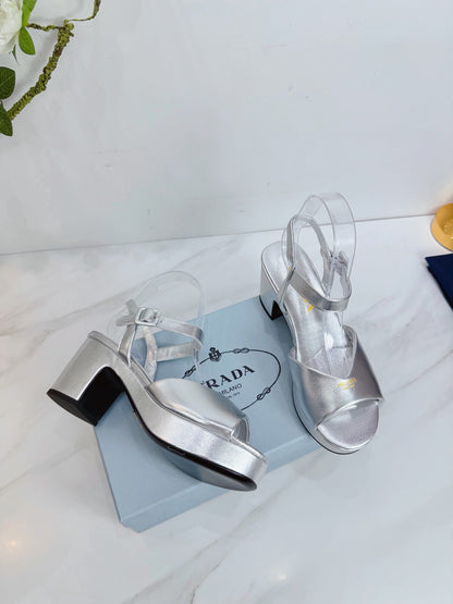 PRA 26SS Platform Sandals 75 Sliver Metallic Sheepskin 592378