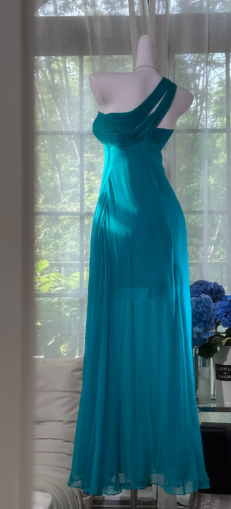 One Shoulder Chiffon Long Prom Dress Simple Special Occasion Dresses