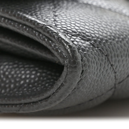 Caviar Quilted Bracelet On Chain Clutch Grey