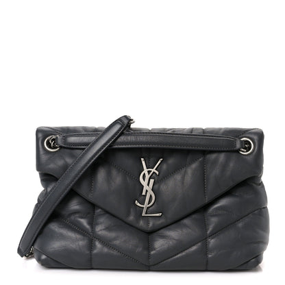 Lambskin Quilted Small Loulou Puffer Monogram Chain Satchel Storm