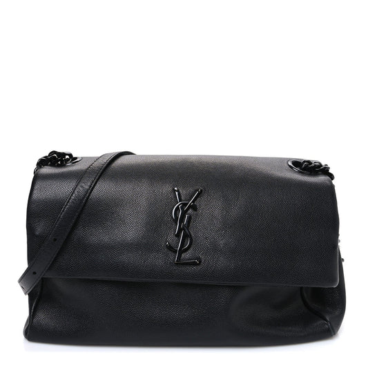 Grain De Poudre Medium West Hollywood Monogram Fold-Over Bag Black