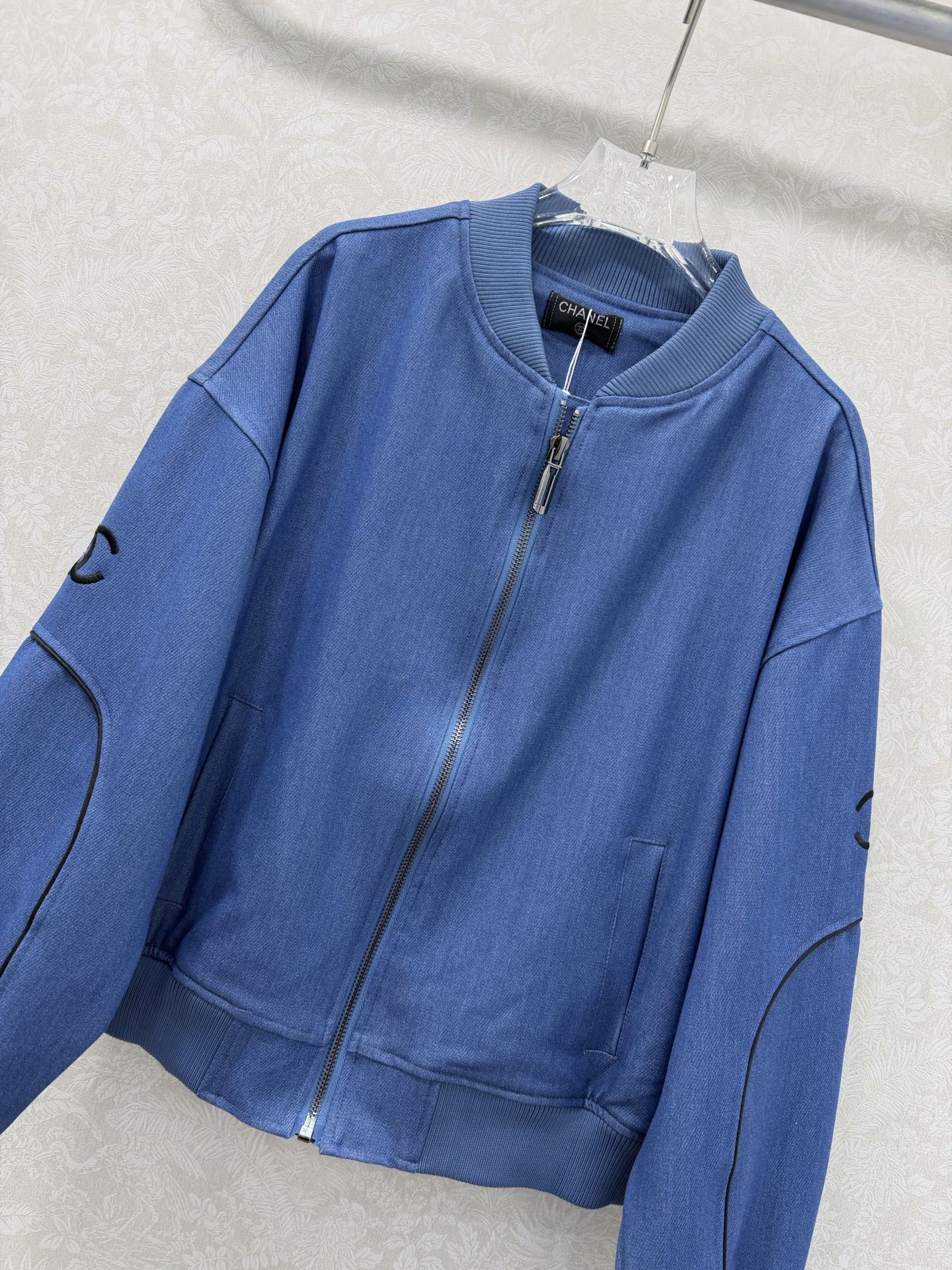 CC 26s Ribbed Collar and Stripe Jacket Blue Denim 353034