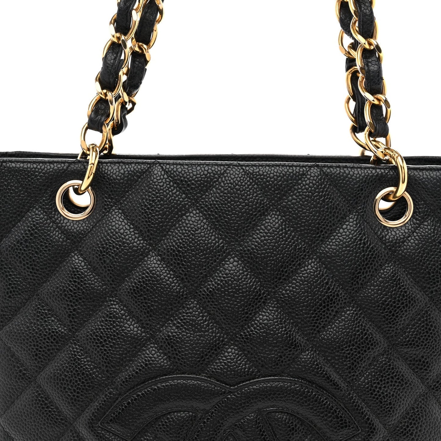 Caviar Quilted Petit Shopping Tote PST Black