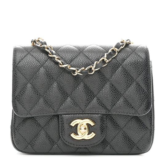 Caviar Quilted Mini Square Flap Black