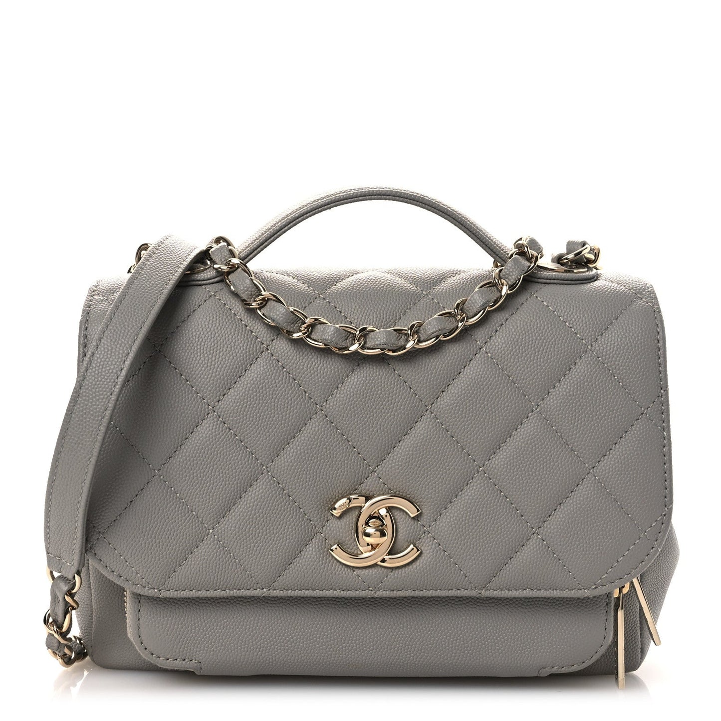 Caviar Quilted Medium Business Affinity Flap Grey