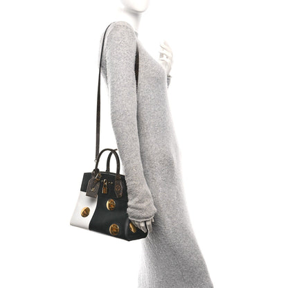 Calfskin Monogram Studded City Steamer PM Black White