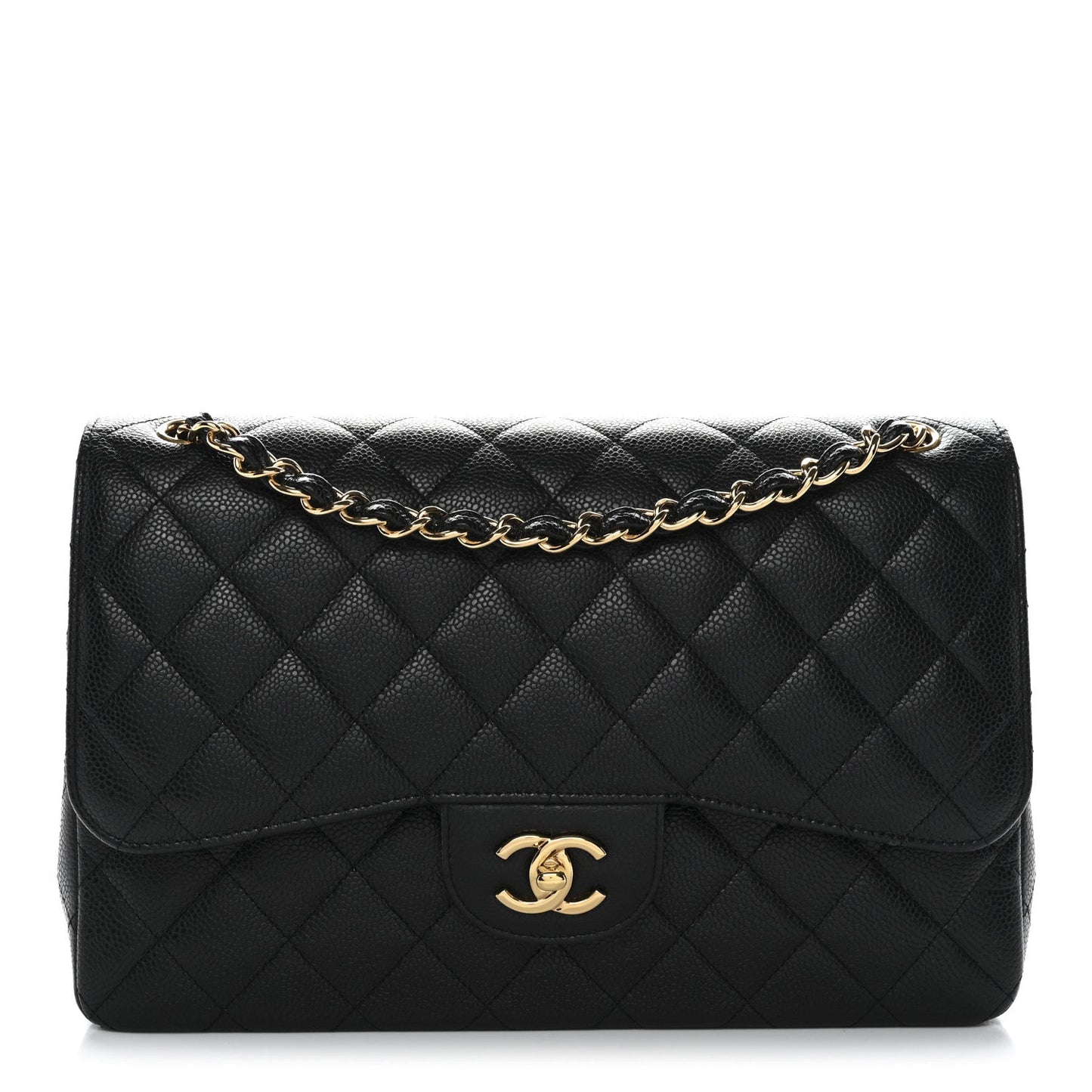 Caviar Quilted Jumbo Double Flap Black