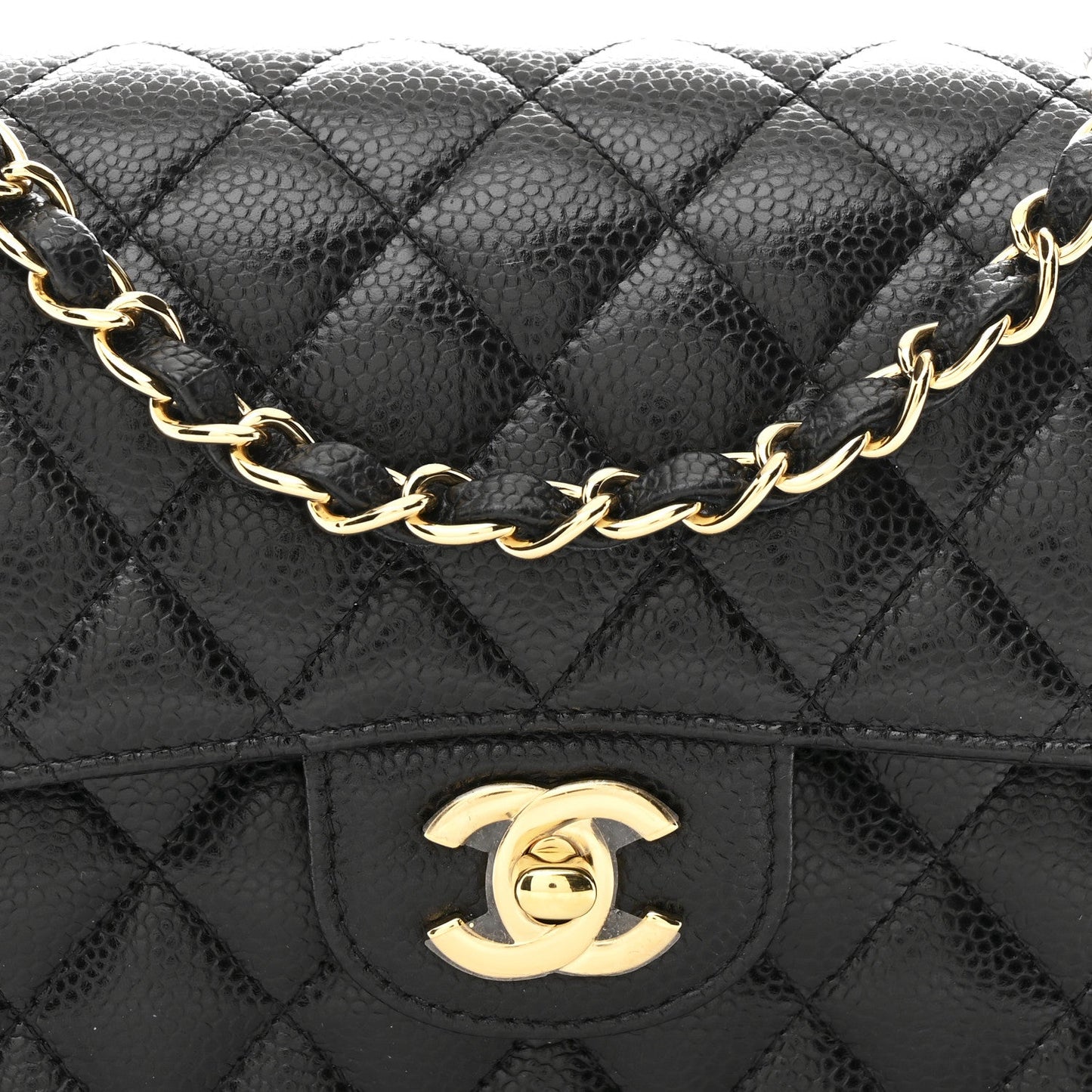 Caviar Quilted Small Double Flap Black