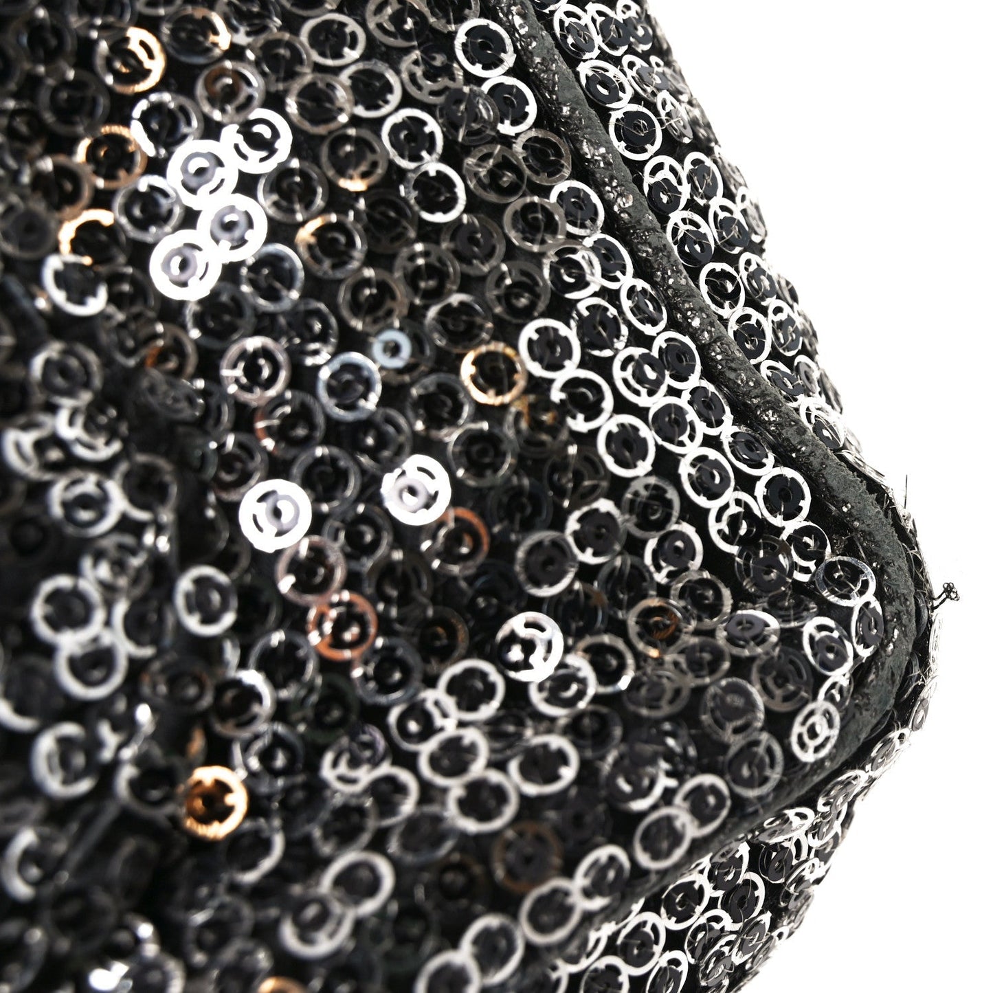 Sequin Medium Single Flap Dark Silver