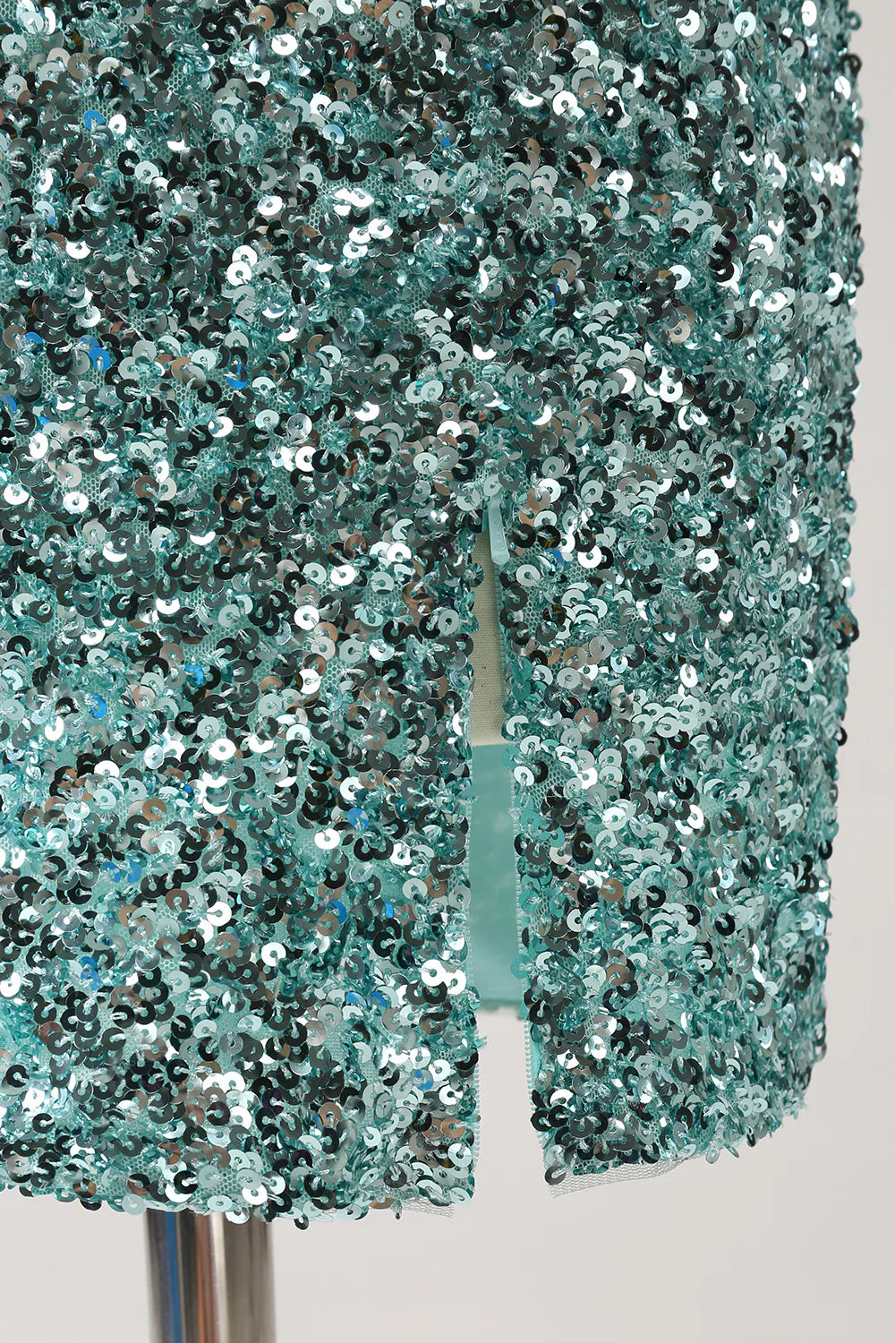 omberprom Short Homecoming Dress Sparkly Blue Tight Lace Up Back Sequin with Slit