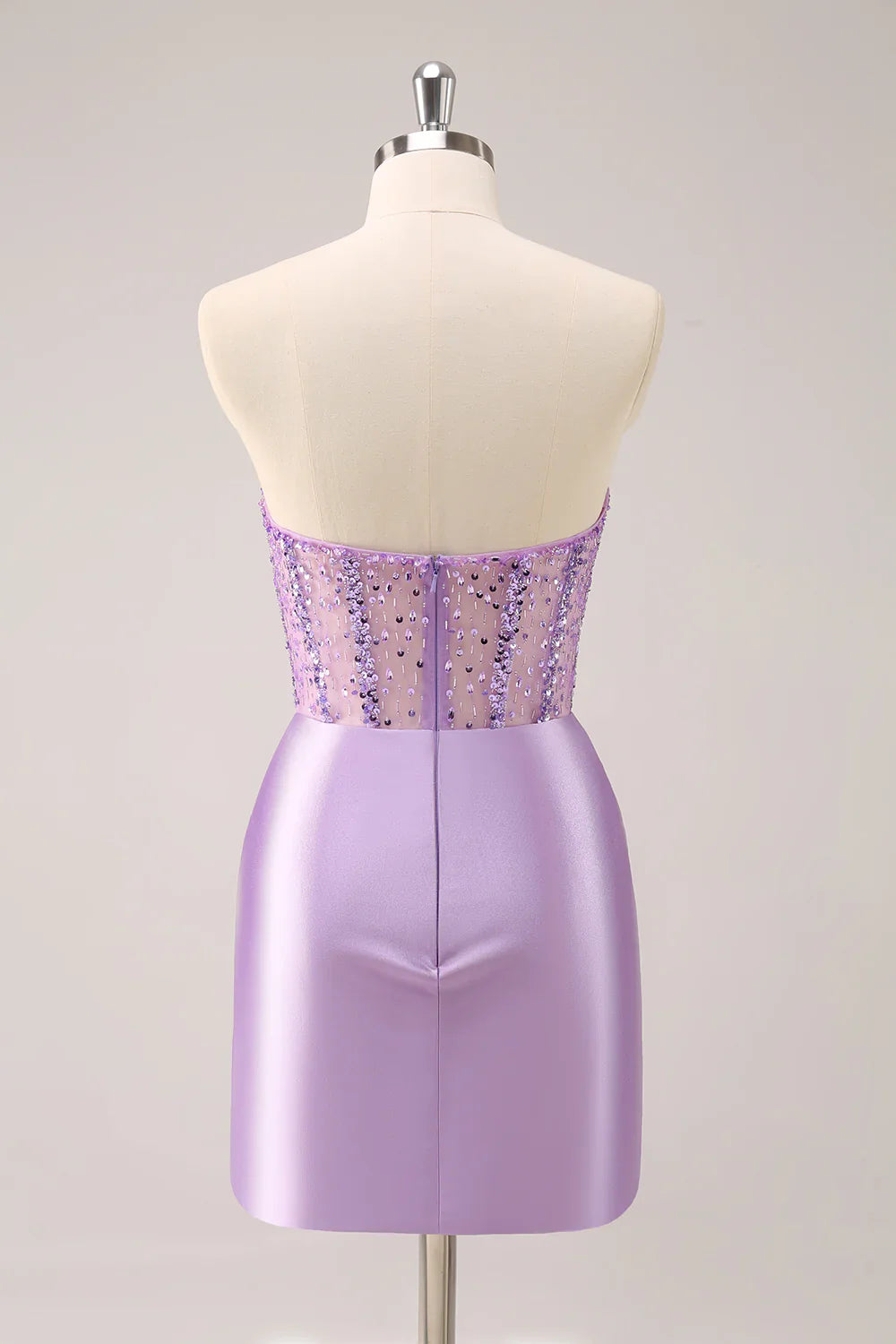omberprom Charming Homecoming Dress Bodycon Strapless Sequins Ruched with Beading Sparkly