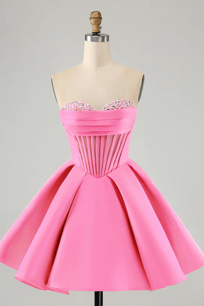 omberprom Homecoming Dress Cute Green A Line Sweetheart Corset with Beading