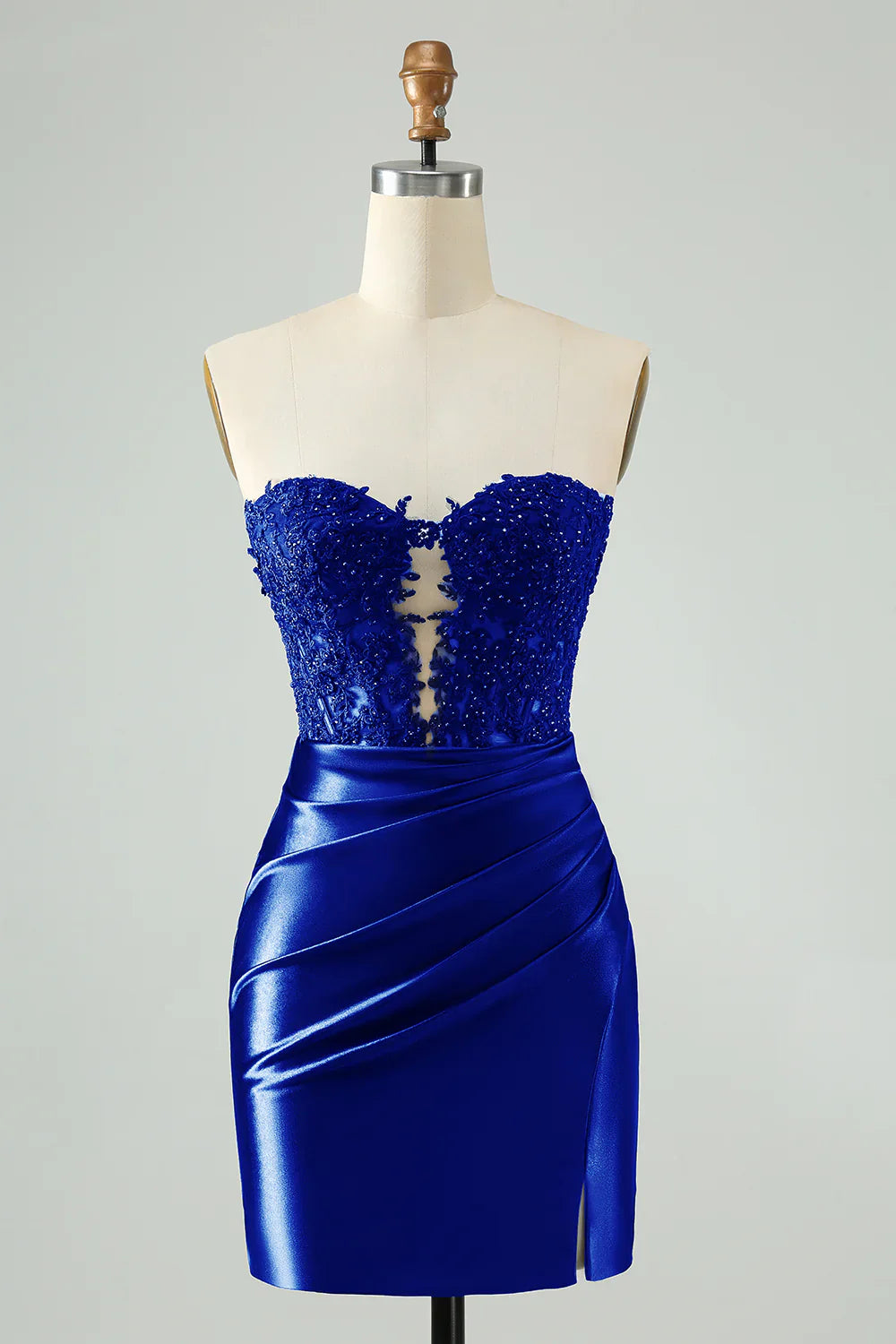 omberprom Short Homecoming Dress Navy Bodycon Sweetheart Corset Beaded with Hollow Out Graduation Dresses