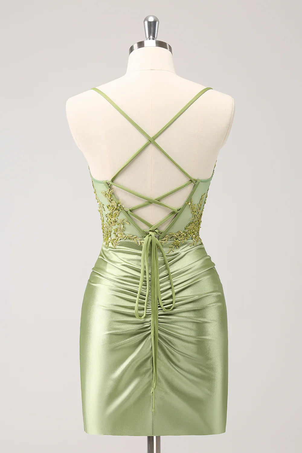 omberprom Stylish Army Homecoming Dress Tight Lace Up Back with Appliques Charming Graduation Dress
