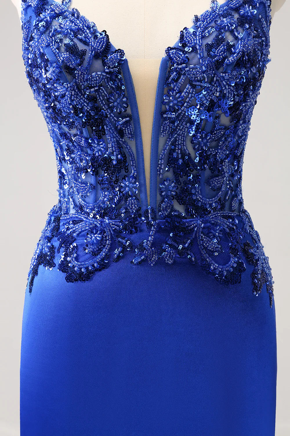 omberprom Short Homecoming Dress Royal Blue Tight Ruched Lace Up Back with Beading