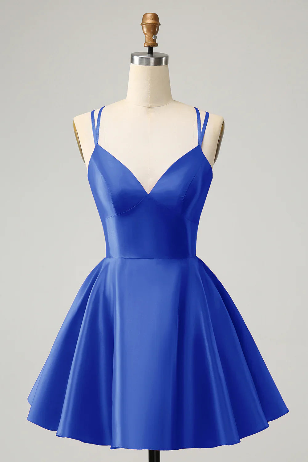 omberprom A Line Homecoming Dress Spaghetti Straps Backless Graduation Dress Simple Party Dress