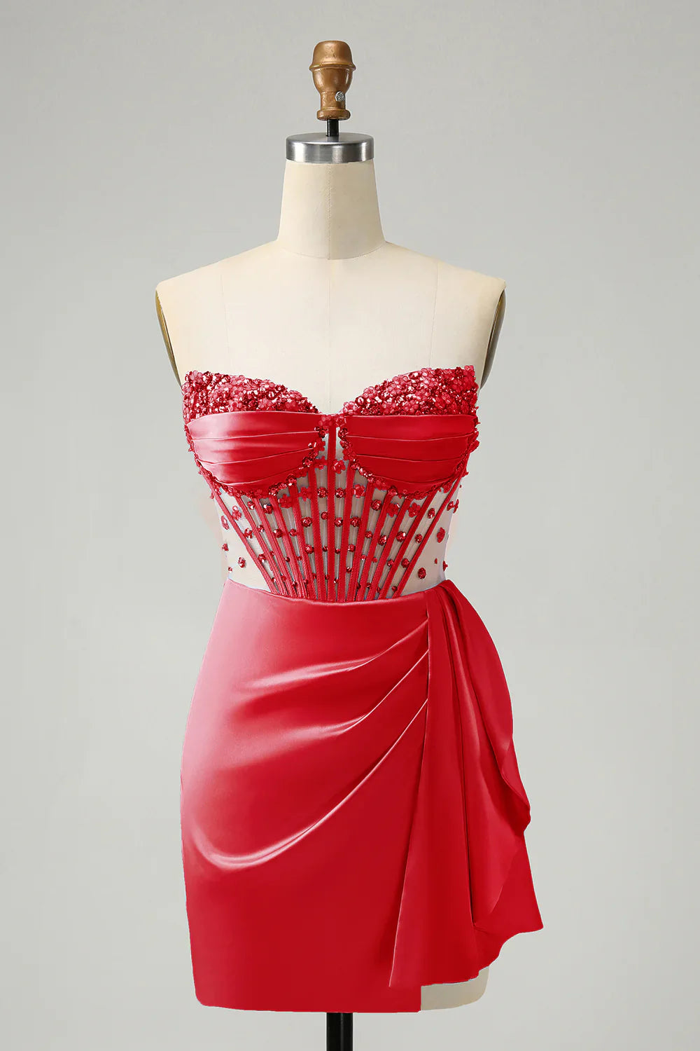 omberprom Blue Homecoming Dress Bodycon Sweetheart Pleated Corset with Beading Stylish